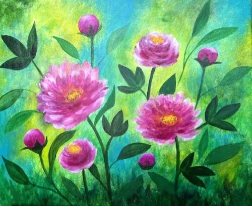 'Flourish' original acrylic painting 50cm Highx 60 cm wide